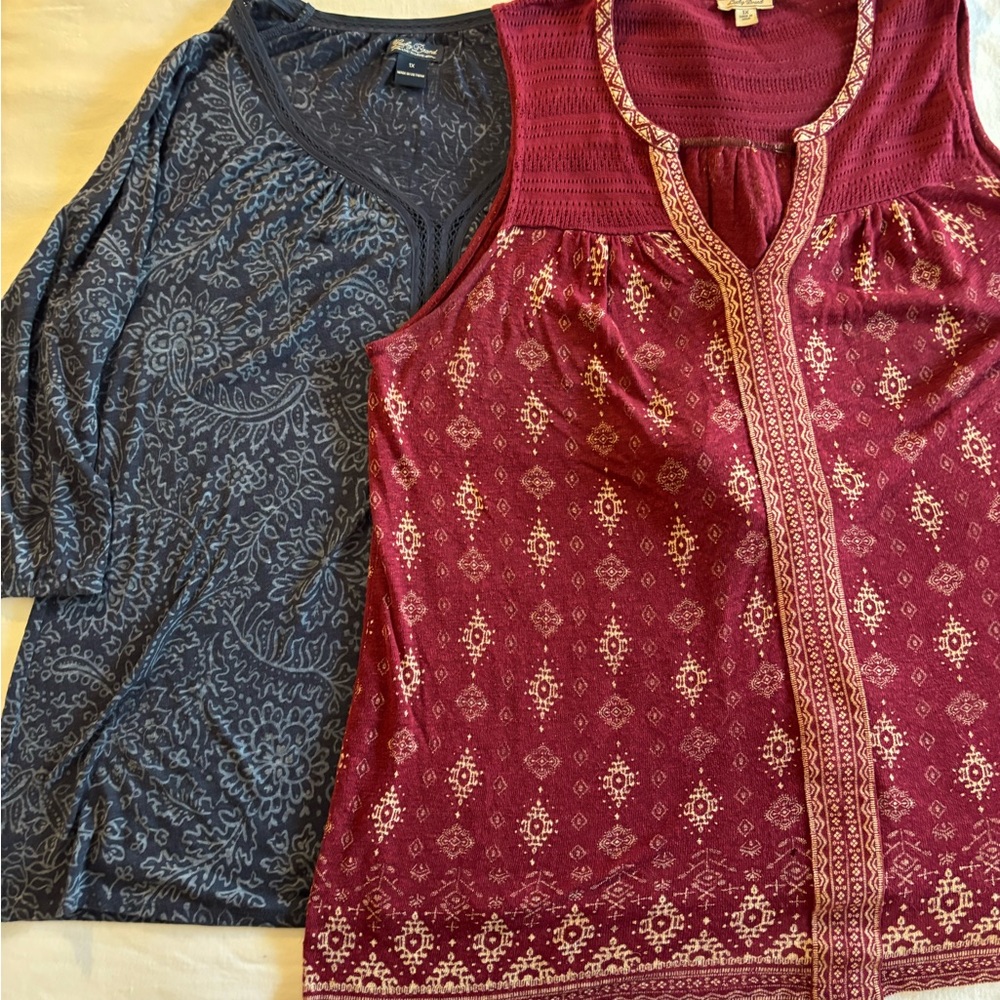 Lucky Brand Red and Blue Patterned Blouses